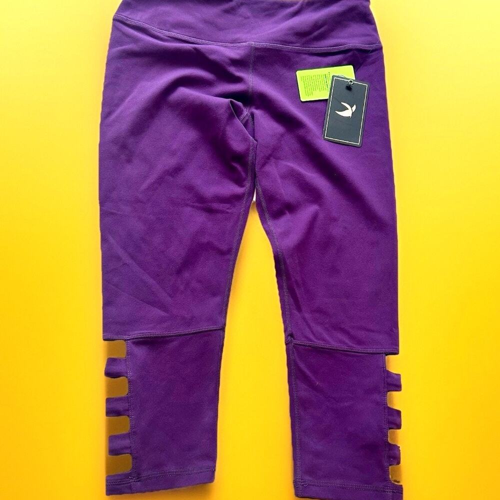 Glyder Yoga Pants Womens M Purple Capri Leggings Side Pocket